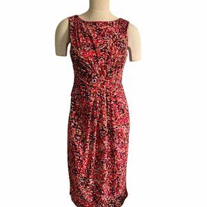 Jessica Howard Sz 6 Sleeveless Sheath Dress Drape Waist Pink Multicolor #230L